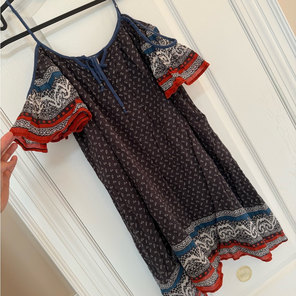 Free People Blue Sheer off shoulder dress